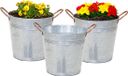 Mega Collections Emmer/plantenpot/bloempot Jean - 3x - zink - zilver - D16 X H15 cm