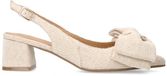 Manfield Dames Beige Slingbacks met Strik en Blokhak - Maat 37