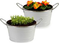 Arte r Plantenpot/bloempot teil - 2x - zink - wit - D20 x H11 cm
