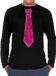 Bellatio Decorations Verkleed shirt heren - stropdas glitter roze - zwart - carnaval - longsleeve S