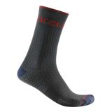 Castelli Chaussettes Distanza 20 Gris Rouge, Taille S/M