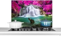 KitchenYeah Spatscherm keuken 90x60 cm Waterval Roze - Aluminium