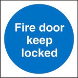 Seco Fire Door Keep Locked Sign, 100mm x 100mm - Zelfklevend Vinyl, Groen