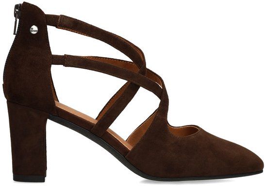 No Stress - Dames - Donkerbruine suède pumps - Maat 41