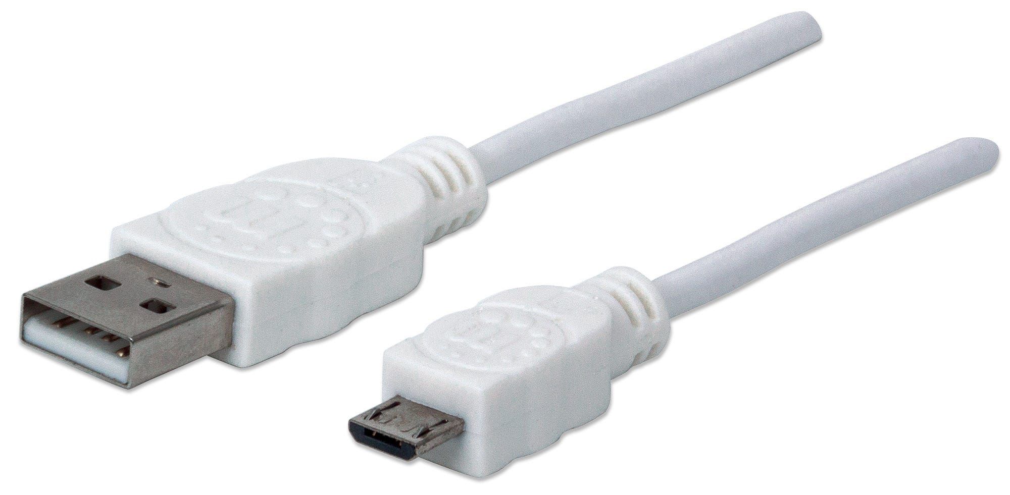 MANHATTAN USB 2.0 Kabel - USB-A naar Micro-USB - 1.8m - Wit