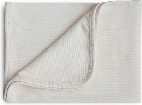 Mushie Wiegdeken Ribbed Baby Blanket - Ivory