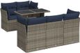 vidaXL 6-delige Loungeset met Kussens, Poly Rattan, Acacia, Grijs
