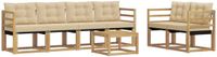 vidaXL - Buiten - bank - set - 6 - zitplekken - Wit - en - Beige