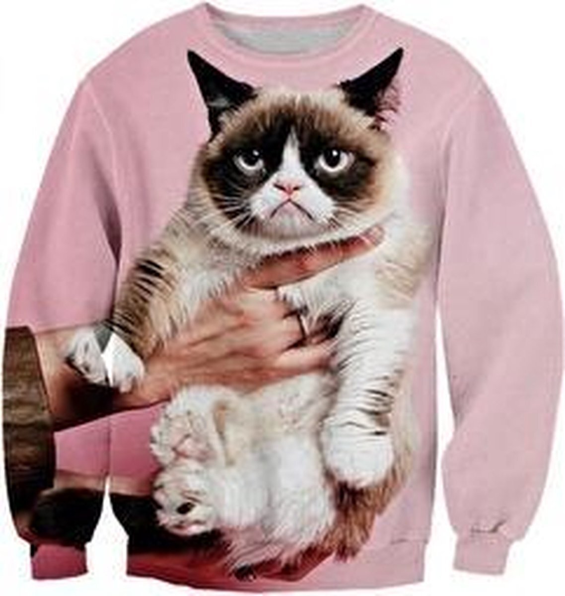 Superfout Roze Grumpycat trui Maat S