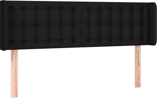vidaXL Hoofdbord met randen 147x16x78/88 cm stof zwart
