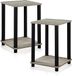 FURINNO Stijlvolle bijzettafel, hout, Frans eiken grijs/zwart, 2-Pack