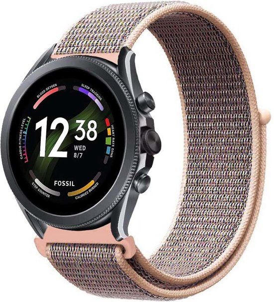 Strap-it Fossil Gen 6 - 44mm nylon band - pink sand - 8720626962699