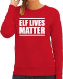 Bellatio Decorations Shoppartners Bv Elf lives matter Kerst sweater / foute Kersttrui rood voor dames - Kerstkleding / Christmas outfit L