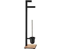 Kela Oak Toiletrol en wc-borstel Houder - Zwart