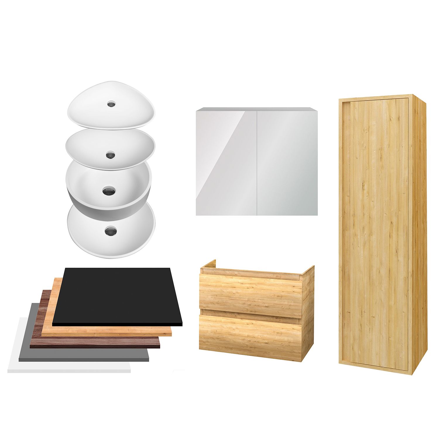 Boss & Wessing Sally Badkamermeubelset 80 cm - Licht Eiken