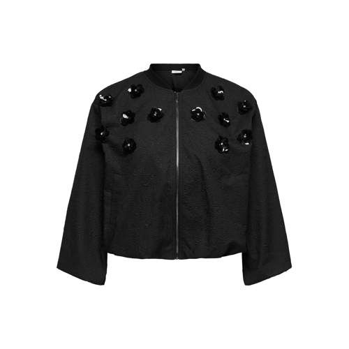 ONLY CARMAKOMA CARSECCA L/S ZIP BOMBER JACKET - Meisjes - Zwart - Polyester - Maat 44