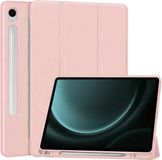 Techsuit Housse de tablette pliable à trois volets avec porte-stylo pour Samsung Galaxy Tab S9 FE - Rose
