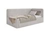 Lit junior, tête de lit à droite, matelas, en peluche, grège
