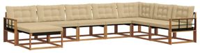 vidaXL - Buiten - bank - set - 8 - st - Natuurlijk - en - Beige - Massief - Acacia - Hout