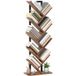 Bibliothèque Arbre 9 Niveaux Avec Étagères Ouvertes, Meuble De Rangement Étroit Pour Bureau, Salon Ou Chambre, Finition Brun Rustique