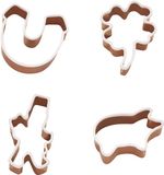 Lurch 10546 Koekjesvormpjes geluksset van 4 schoorsteenveger, hoefijzer, varken, klaverblad van roestvrij staal met siliconen coating