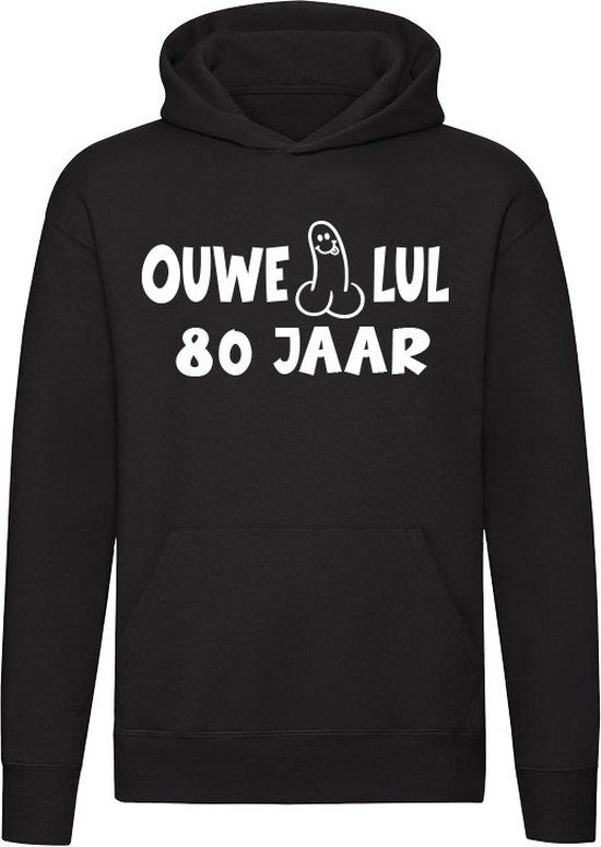 Sol's Ouwe Lul 80 Jaar Hoodie - Zwart - Unisex - Katoen - Maat M