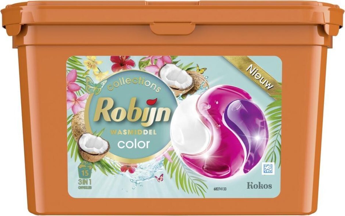 Robijn Kokos 3 in 1 Wascapsules - 4 x 15 wasbeurten - Voordeelverpakking