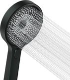 Merkloos / Sans marque Shenzhen Haorui Industrial Technology Co., Ltd. Grote handdouche 130 mm met 3 straalmodi - afneembaar - premium doucheset - massagesproeier voor spa (zwart)