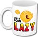 Bellatio Decorations Collega Cadeau Koffiemok - wit - I was born Lazy - 300 ml - Kantoorhumor serie