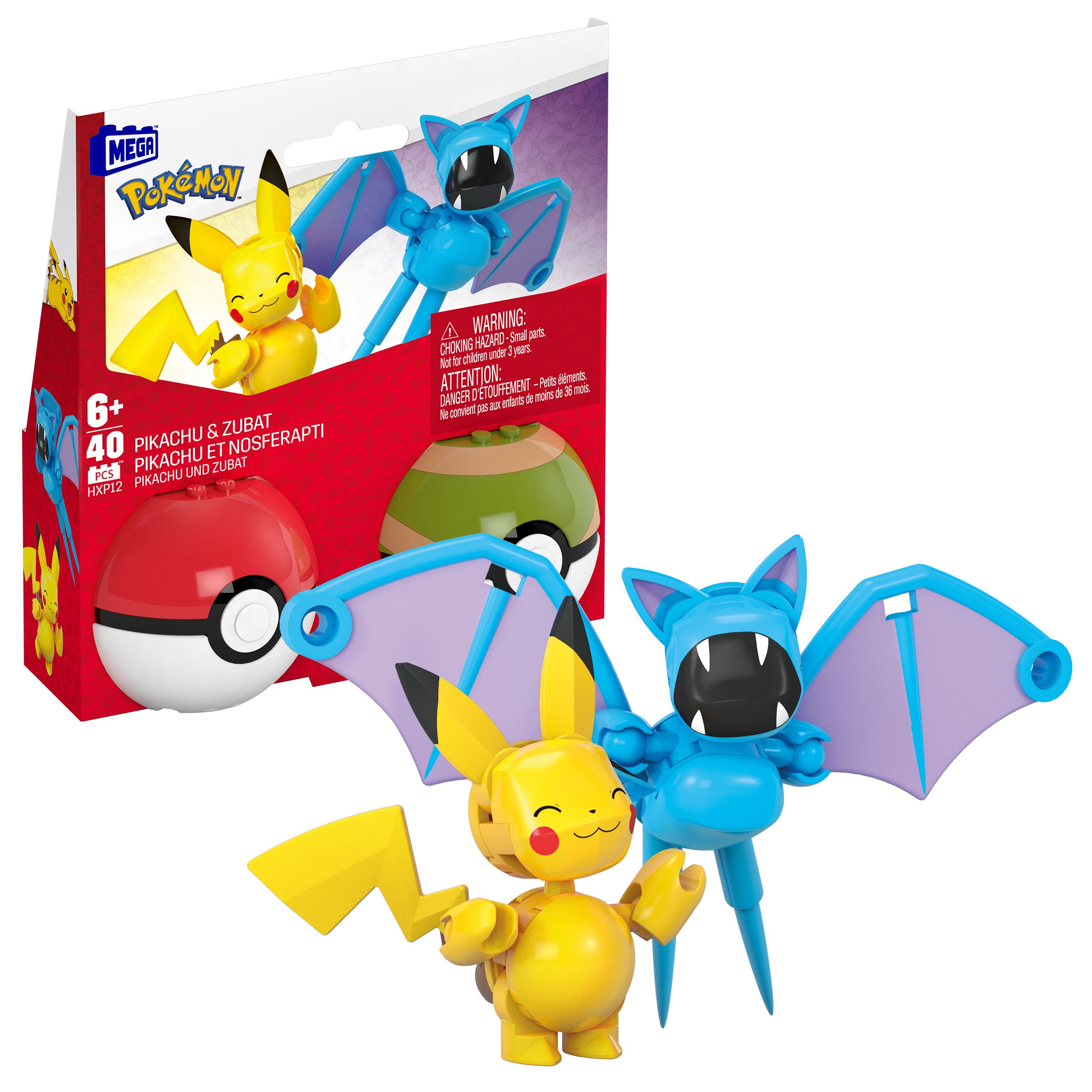 MEGA Pokémon Pikachu & Zubat Building Set - 40 Pieces