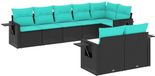 vidaXL Ensemble de banc de jardin 8 pièces avec coussins, polyrotin noir