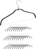 Merkloos Relaxdays Antislip Kledinghangers Set - 30 Stuks - Rubber Coating - Metaal/Kunststof - Zwart/Zilver