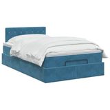 vidaXL Ottoman Bed with Mattress Dark Blue 120 x 190 cm Velvet