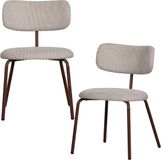 WOOOD Travis Eetkamerstoelen - Geweven Stof - Off White - Set van 2
