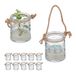 Relaxdays windlicht met touwtje set van 12, hengsel van hennep, 7 x 6 cm, voor binnen & buiten, transparant/natuur