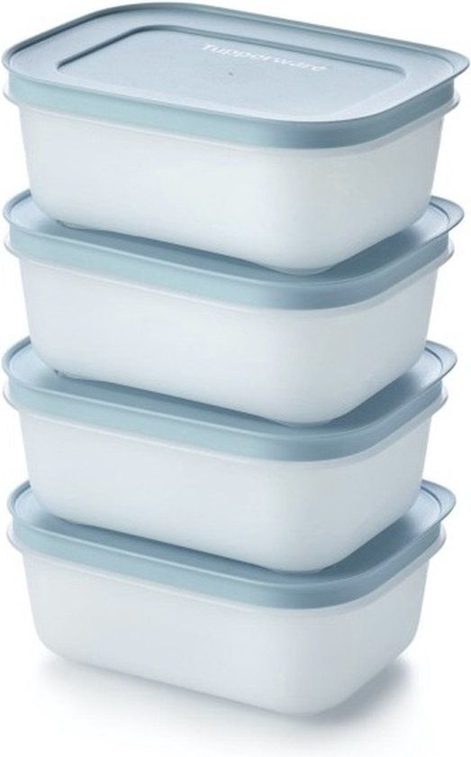 Tupperware Diepvriesdozen - 4 stuks - Lichtblauw/Transparant