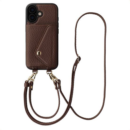 Selencia Sera Telefoonhoes met Koord en Envelop Pashouder voor de Apple iPhone 17 - Chocolate Brown