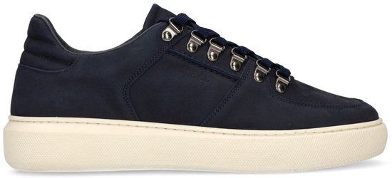 Manfield - Heren - Donkerblauwe nubuck sneakers - Maat 44