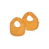 Set van 2 slabbetjes katoenen gaas met spons 22 x 27 cm, mosterd