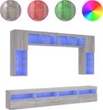 vidaXL 8-delige Tv-wandmeubelset met LED-verlichting grijs sonoma