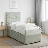 vidaXL Boxspringbed met matras, lichtgrijs, 90 x 200 cm, fluweel