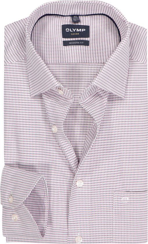 OLYMP Luxor modern fit overhemd - structuur - mauve paars