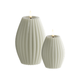 Delight Candles LED Bougie rainurée 2 pcs, Ø 7,5 x 10 + Ø 10 x 15 cm Vert sauge