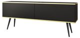 3E 3xE living.com TV-meubel in de kleur zwart met zwarte poten, L: 135 cm, H: 30 cm, D: 32 cm