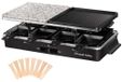 Merkloos Gourmetstel raclette - 3-in-1 - 8 raclettepannetjes - Aluminium en steen grillplaat - 1400 W