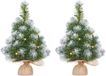 Mica Decorations Kunstkerstboom - 2x - nepsneeuw - 10 LED lampjes en sneeuw - H45 cm - Mini kerstboompjes