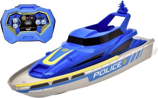 Dickie Toys - RC politieboot - op afstand bestuurbare speelgoedboot in politie-design vanaf 6 jaar, schip met afstandsbediening en batterijen voor kinderen en volwassenen