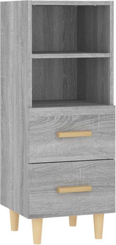 vidaXL Dressoir 34,5x34x90 cm bewerkt hout grijs sonoma eikenkleurig