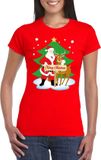Bellatio Decorations Shoppartners Bv Foute Kerst t-shirt trui - kerstman en rendier Rudolf - rood - voor dames - kerstkleding L