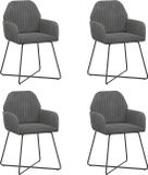 vidaXL - Eetstoelen - 4 stuks - fluweel - Donkergrijs